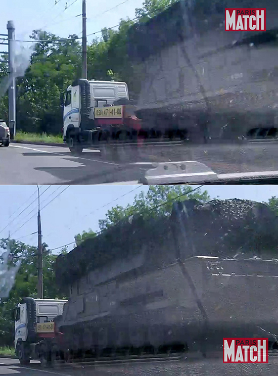 Two Paris Match photos showing Buk in Donetsk city